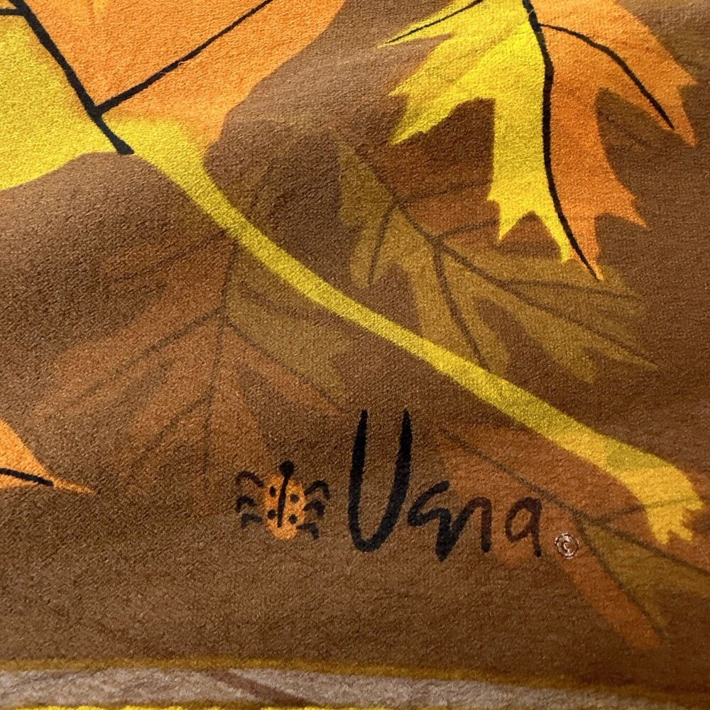 Vintage Vera Brown Yellow Orange Oak Leaf Scarf Women's Hair Head Wrap Neck Tie - Picture 5 of 5